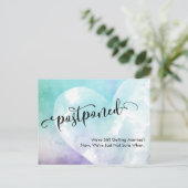 紫とターコイズ延期のハート結婚 ポストカード (スタンド正面)