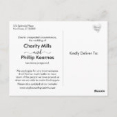 紫とターコイズ延期のハート結婚 ポストカード (裏面)