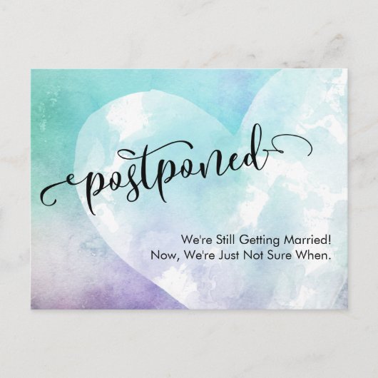 紫とターコイズ延期のハート結婚 ポストカード (正面)