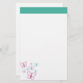 紫とターコイズ蝶 便箋 (正面/裏面)