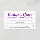 紫とチョコレートのストロークアポイントメントカード 予約カード (裏面)