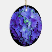 紫とティール(緑がかった色)あじさい、紫の青い花 セラミックオーナメント (右)