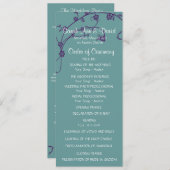 紫とティール（緑がかった色）のフローラエレガント旋回結婚式 プログラム (正面/裏面)