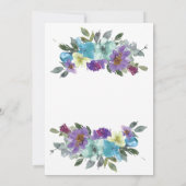 紫とティール（緑がかった色）のフローラ結婚式招待状 招待状 (裏面)