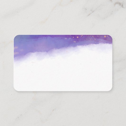 紫とティール(緑がかった色)のミニマリストきれいな水の色デザイン 名刺 (裏面)
