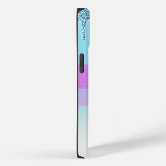 紫とティール(緑がかった色)のユニコーンと滴下フェイクグリッター Case-Mate iPhoneケース (裏面 / 右)