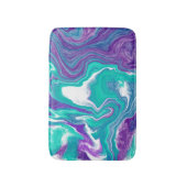 紫とティール(緑がかった色)の大理石の流体アートスワーズ バスマット (正面縦)