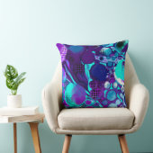 紫とティール（緑がかった色）の抽象芸術デジタルポー絵画ト クッション (椅子)