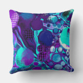 紫とティール（緑がかった色）の抽象芸術デジタルポー絵画ト クッション (裏面)