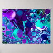 紫とティール(緑がかった色)の抽象芸術デジタルポー絵画ト ポスター (正面)