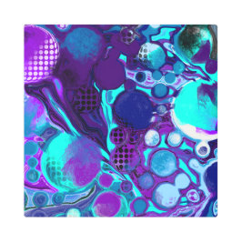 紫とティール（緑がかった色）の抽象芸術デジタルポー絵画ト メタルプリント