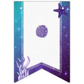 紫とティール(緑がかった色)の水の色ヒトデハッピーバースデー バンティングフラッグ (第1の旗)