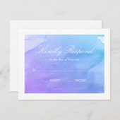 紫とティール（緑がかった色）の水色RSVP 出欠カード (正面/裏面)