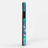 紫とティール(緑がかった色)の流体アートマーブル Case-Mate iPhoneケース (裏面/右)