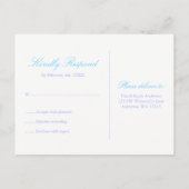 紫とティール(緑がかった色)ウォーターカラーバルミツワーRSVP インビテーションポストカード (裏面)