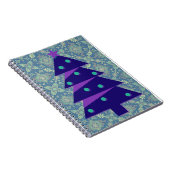 紫とティール(緑がかった色)クリスマスツリーヴィンテージスタイル ノートブック (右側)