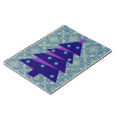 紫とティール(緑がかった色)クリスマスツリーヴィンテージスタイル ノートブック (左側)