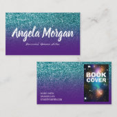 紫とティール(緑がかった色)グラデーショングリッターフォト作家 名刺 (正面/裏面)