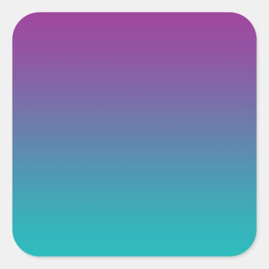 紫とティール（緑がかった色） グラデーション スクエアシール (正面)