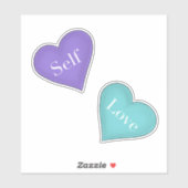 紫とティール(緑がかった色)ハートの自己の愛 シール (シート)