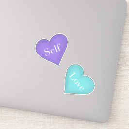 紫とティール（緑がかった色）ハートの自己の愛 シール