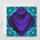 紫とティール（緑がかった色）ブルーベビーシャワー 招待状 (裏面)