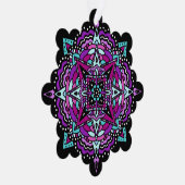 紫とティール(緑がかった色)マンダラクリスマス オーナメントカード (右)