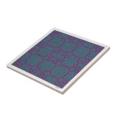 紫とティール（緑がかった色）人目指し幾何学瓦 タイル (側面)