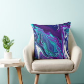 紫とティール（緑がかった色）抽象芸術デジタル大理石 クッション (椅子)
