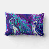 紫とティール(緑がかった色)抽象芸術デジタル大理石 ランバークッション (裏面)