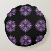 紫とティール(緑がかった色)曼荼羅 ラウンドクッション (裏面)