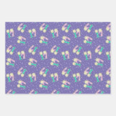 紫とティール（緑がかった色）17番目の誕生日包装紙 ラッピングペーパーシート (正面)