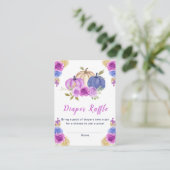 紫とネイビーブルーフローラカボチャ赤ちゃんシャワー エンクロージャーカード (スタンド正面)