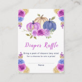 紫とネイビーブルーフローラカボチャ赤ちゃんシャワー エンクロージャーカード (正面)