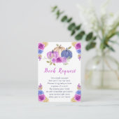 紫とネイビーブルーフローラカボチャ赤ちゃんシャワー エンクロージャーカード (スタンド正面)