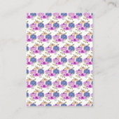 紫とネイビーブルーフローラカボチャ赤ちゃんシャワー エンクロージャーカード (裏面)