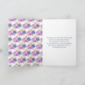 紫とネイビーブルーフローラカボチャ赤ちゃんシャワー サンキューカード (内部)