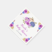 紫とネイビーブルーフローラカボチャ赤ちゃんシャワー スタンダードカクテルナプキン (角)