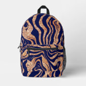 紫とバラの金ゴールドグリッターあなたの名前の女性を追加 プリントバックパック (正面)