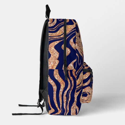 紫とバラの金ゴールドグリッターあなたの名前の女性を追加 プリントバックパック (左)