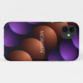 紫とバラの金ゴールド半円、名前(白) Case-Mate iPhoneケース (裏面(横))