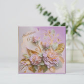 紫とバラの金ゴールド彫刻バラ60日 セーブザデート (スタンド正面)