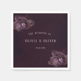 紫とバラ金ゴールド牡丹フローラ結婚ズ スタンダードカクテルナプキン