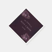 紫とバラ金ゴールド牡丹フローラ結婚ズ スタンダードカクテルナプキン (角)