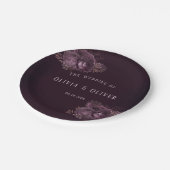 紫とバラ金ゴールド牡丹フローラ結婚ズ ペーパープレート (アングル)