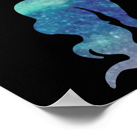 紫とパーソナライズされた青の魔法のユニコーン ポスター (角)