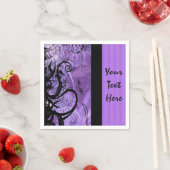 紫とパーソナライズされた黒のゴシックパターンのナプキン スタンダードカクテルナプキン (インサイチュ)