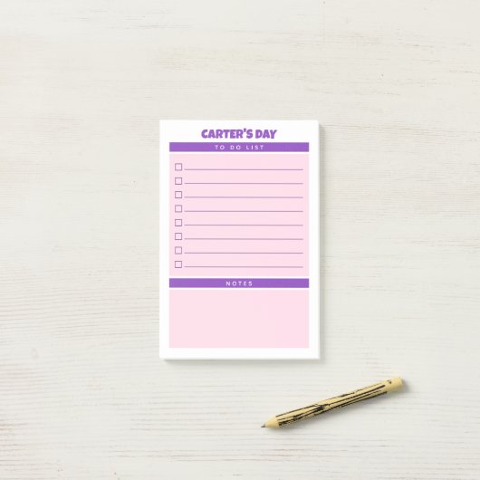 紫とピンクかわいいリストノート整理された日 ポストイット (デスク上)