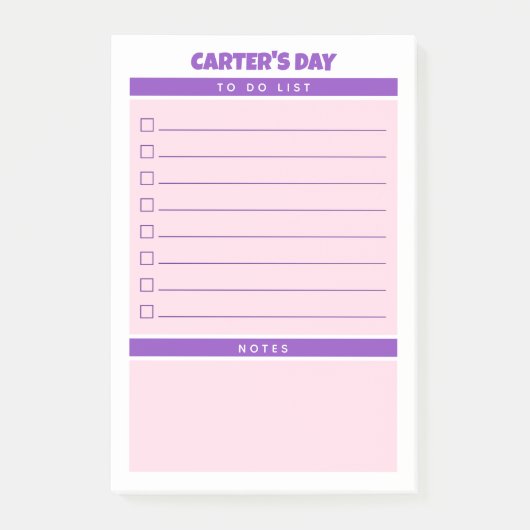 紫とピンクかわいいリストノート整理された日 ポストイット (正面)