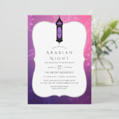 紫とピンクのアラビアの夜をテーマにしたパーティー 招待状 (スタンド正面)